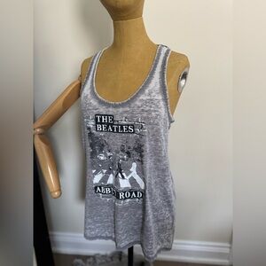THE BEATLES ABBEY ROAD Apple Cotton Blend Gray Tank Top (M)